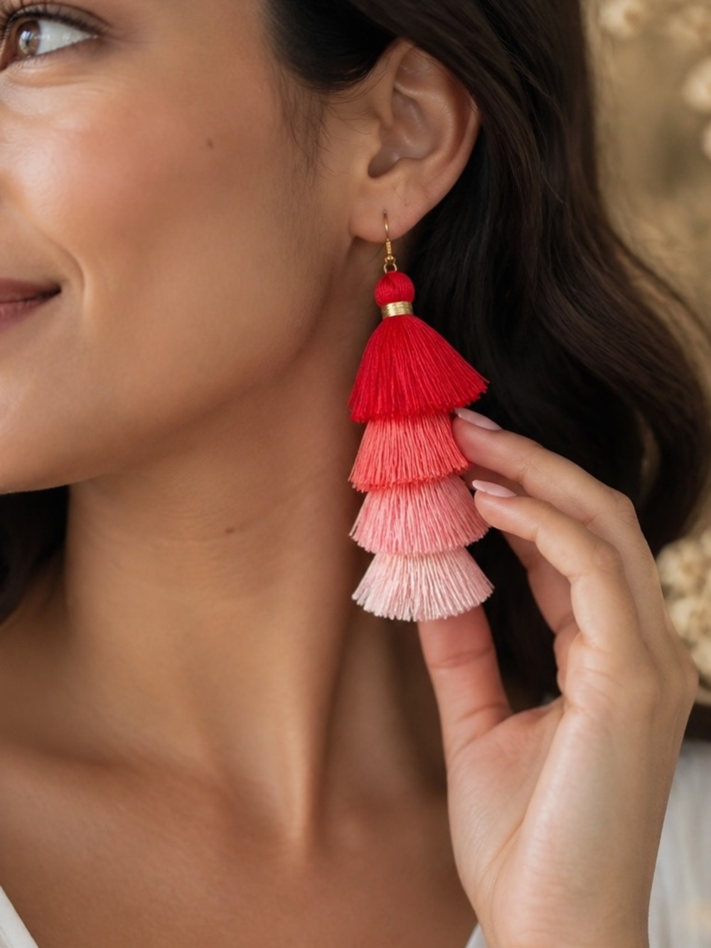 “Mi Amor” Fringe Tassel Layered Statement Earrings - Picture 2 of 9